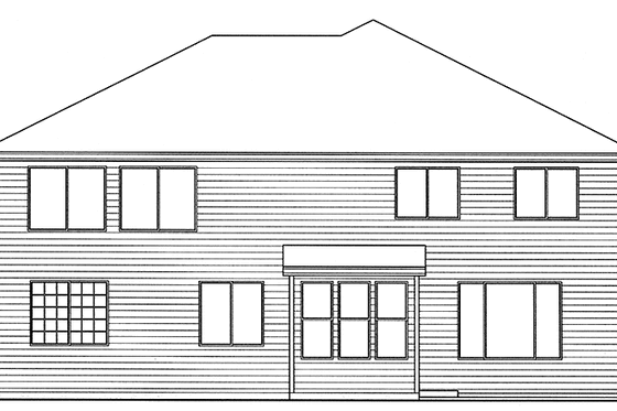Exterior - Rear Elevation for Prairie House Plan #132-395 - 4 bed, 2.5 bath