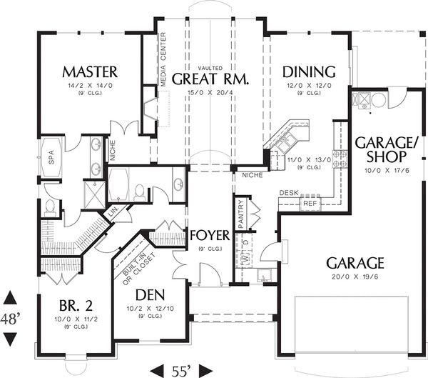 Dream House Plan - Craftsman style house plan, main level floor plan