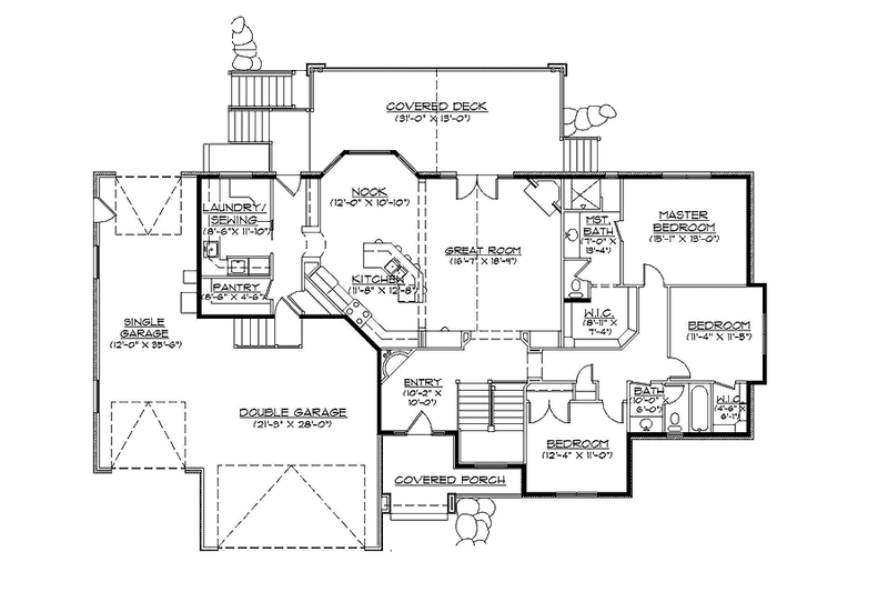 House Blueprint - Floor Plan - Main Floor for European House Plan #945-103 - 3 bed, 2 bath