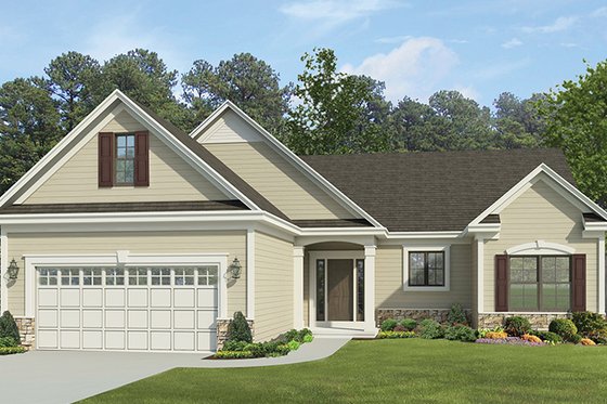 Exterior - Front Elevation 4 for Ranch House Plan #1010-147 - 3 bed, 2 bath