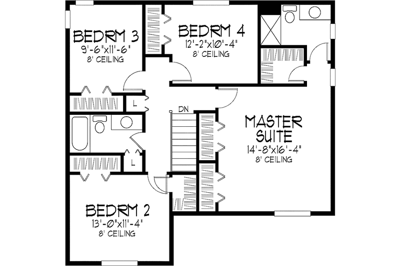 Dream House Plan - Floor Plan - Upper Floor for Tudor House Plan #51-824 - 4 bed, 2.5 bath