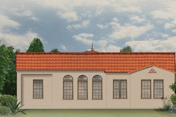 Exterior - Rear Elevation for Mediterranean House Plan #1058-6 - 3 bed, 2 bath
