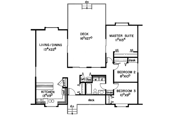 Floor Plan - Main Floor for Contemporary House Plan #60-847 - 3 bed, 1 bath