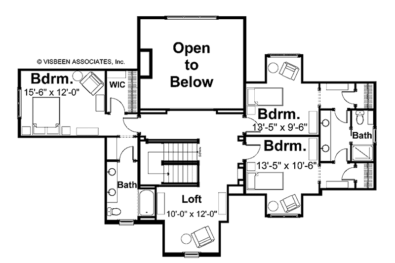 Home Plan - Floor Plan - Upper Floor for European House Plan #928-42 - 4 bed, 3.5 bath