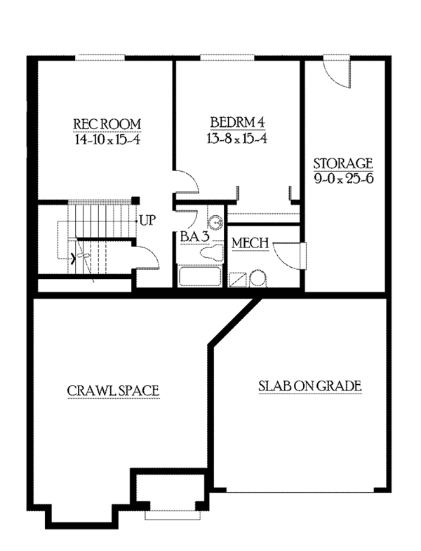 Architectural House Design - Prairie Floor Plan - Lower Floor Plan #132-365