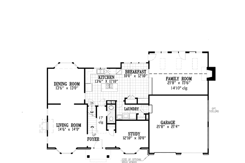 Home Plan - Floor Plan - Main Floor for Colonial House Plan #953-25 - 4 bed, 2.5 bath