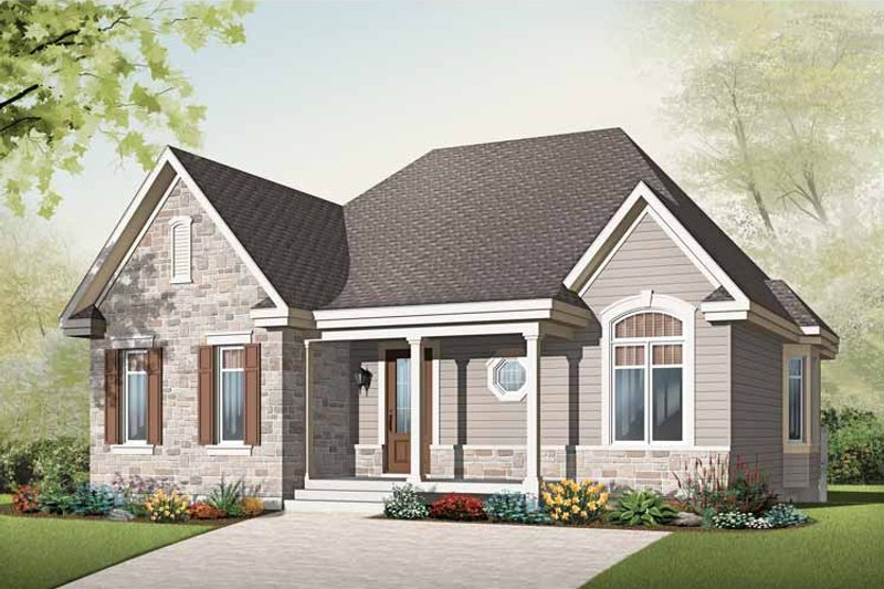 House Blueprint - Exterior - Front Elevation 3 for Country House Plan #23-2497 - 2 bed, 1 bath