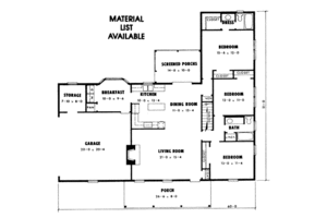 Floor Plan - Main Floor for Ranch House Plan #10-129 - 3 bed, 2 bath