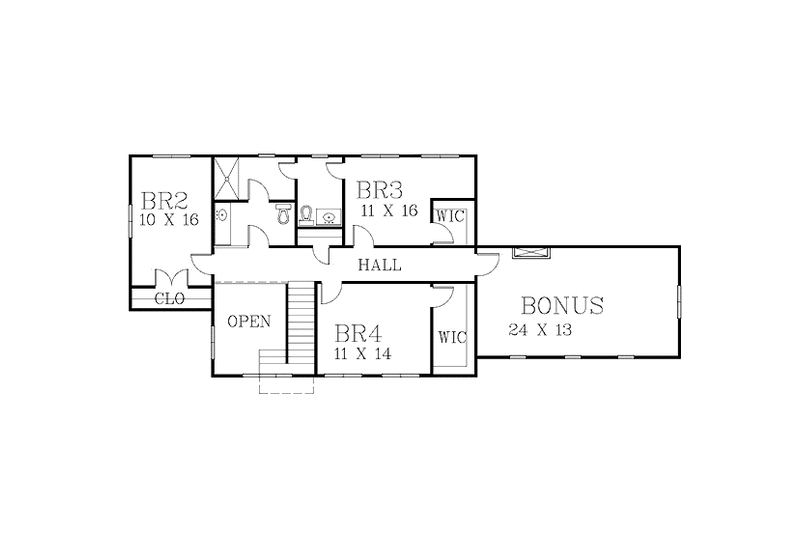 Architectural House Design - Floor Plan - Upper Floor for Craftsman House Plan #939-10 - 4 bed, 2 bath