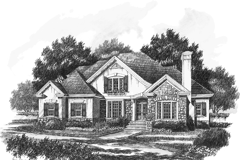 Home Plan - Exterior - Front Elevation 3 for Country House Plan #429-214 - 4 bed, 2.5 bath