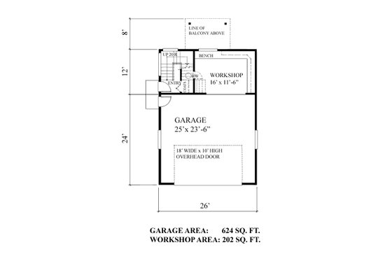 Floor Plan - Main Floor for Bungalow House Plan #118-132, 1 bath