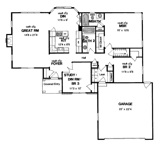 Home Plan - Colonial Floor Plan - Main Floor Plan #316-179