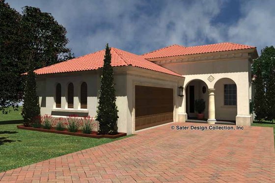 Exterior - Front Elevation 3 for Mediterranean House Plan #930-426 - 2 bed, 2 bath