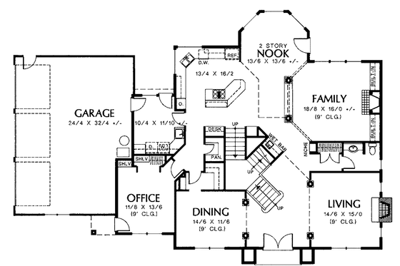 Floor Plan - Main Floor for Mediterranean House Plan #48-741 - 4 bed, 2.5 bath