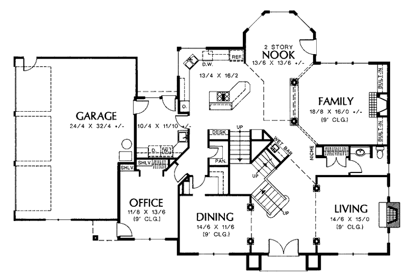 Architectural House Design - Floor Plan - Main Floor for Mediterranean House Plan #48-741 - 4 bed, 2.5 bath