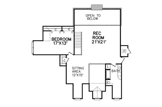 Floor Plan - Upper Floor for Southern House Plan #65-336 - 3 bed, 4 bath