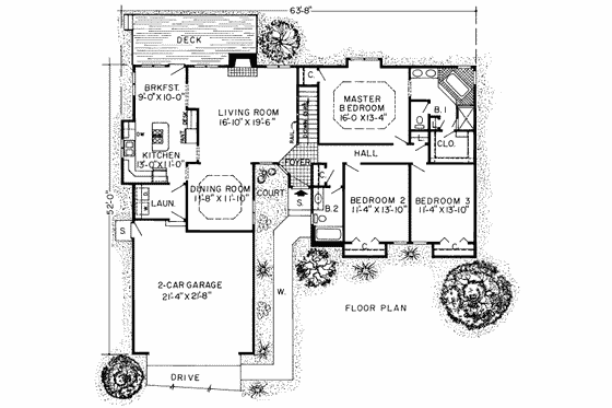 Floor Plan - Main Floor for European House Plan #312-263 - 3 bed, 2 bath