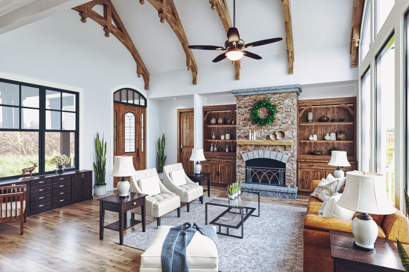 Architectural House Design - Interior - Family Room 1 for Ranch House Plan #54-464 - 3 bed, 2 bath