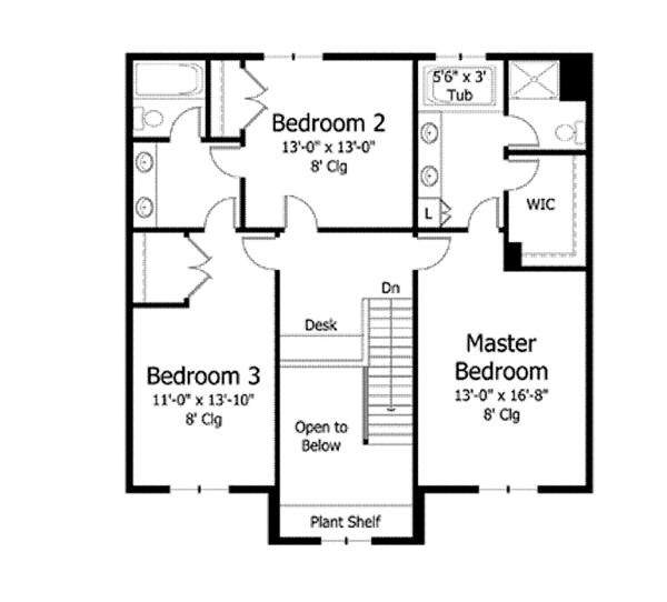 Home Plan - Colonial Floor Plan - Upper Floor Plan #51-1026