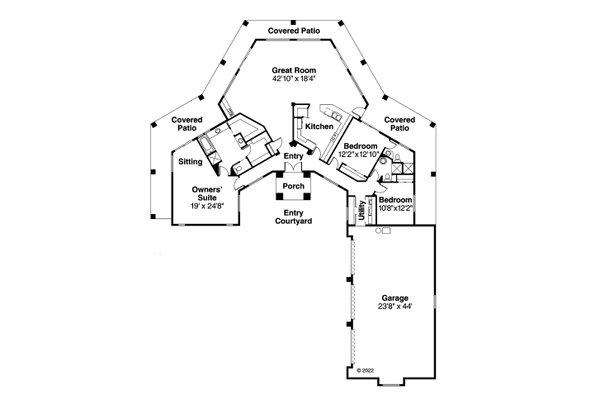 House Blueprint - Adobe / Southwestern Floor Plan - Main Floor Plan #124-647