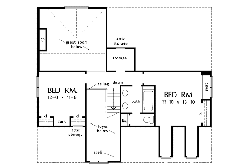 Dream House Plan - Floor Plan - Upper Floor for Craftsman House Plan #929-814 - 3 bed, 2.5 bath