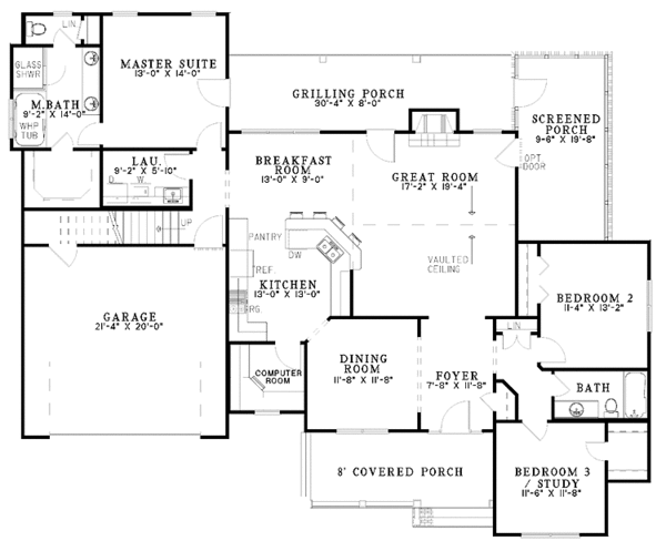 Dream House Plan - Country Floor Plan - Main Floor Plan #17-3160