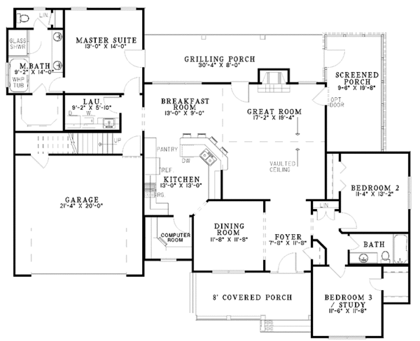 House Blueprint - Country Floor Plan - Main Floor Plan #17-3160