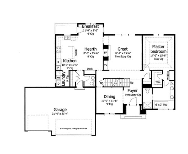 Home Plan - Colonial Floor Plan - Main Floor Plan #51-1036