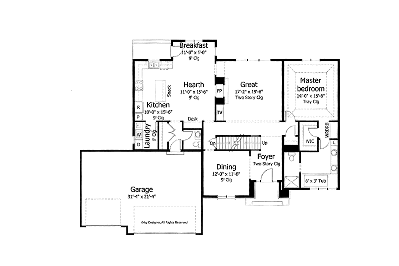 Dream House Plan - Floor Plan - Main Floor for Colonial House Plan #51-1036 - 4 bed, 2.5 bath