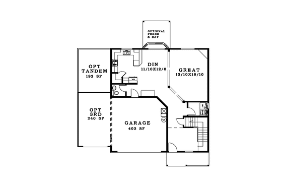 Floor Plan - Main Floor for Craftsman House Plan #943-29 - 3 bed, 2.5 bath