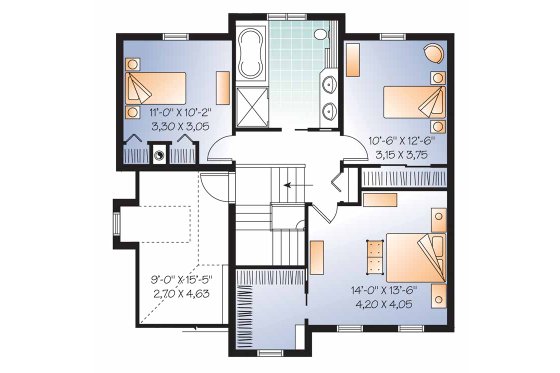 Floor Plan - Upper Floor for Country House Plan #23-2542 - 3 bed, 1.5 bath