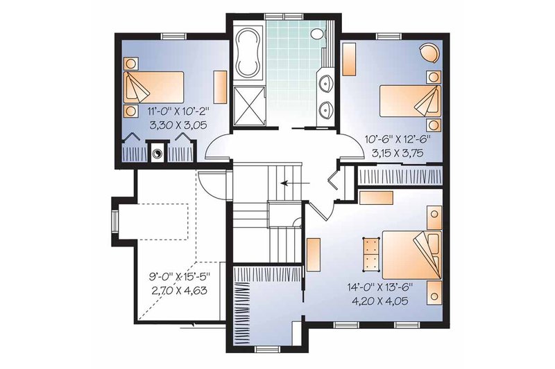 Dream House Plan - Floor Plan - Upper Floor for Country House Plan #23-2542 - 3 bed, 1.5 bath