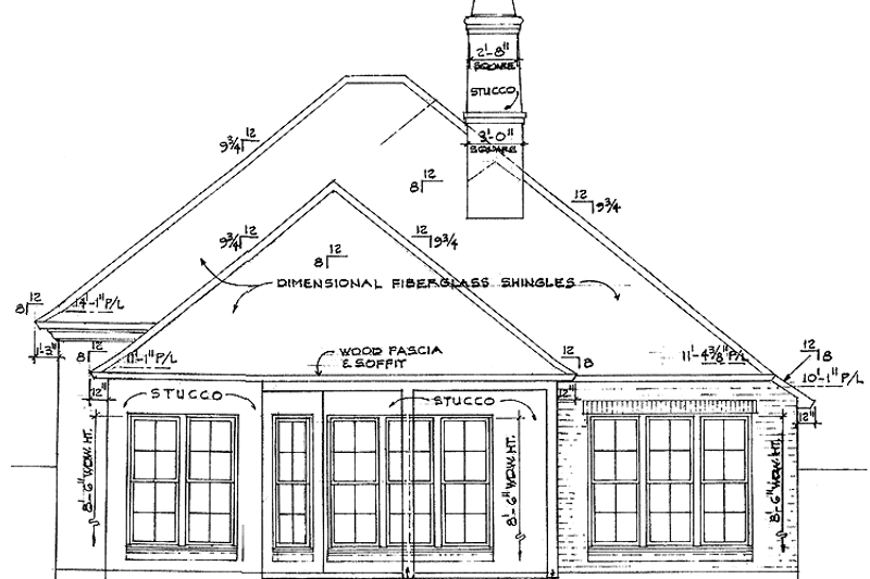 Architectural House Design - Exterior - Rear Elevation for Country House Plan #301-143 - 3 bed, 2 bath