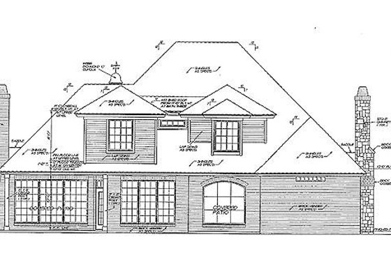 Exterior - Rear Elevation for European House Plan #310-880 - 4 bed, 3 bath