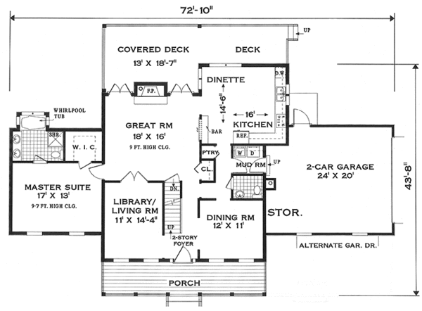 Country Floor Plan - Main Floor Plan #3-340