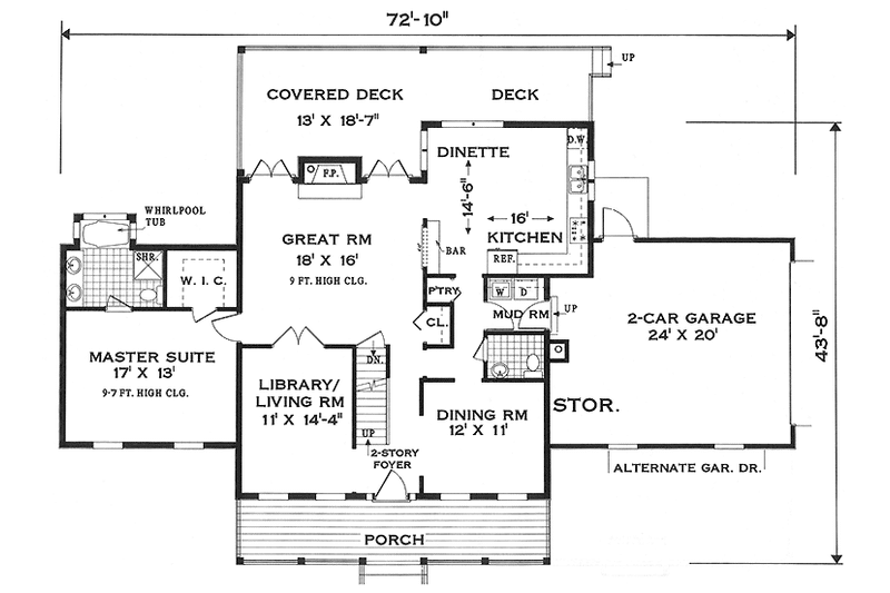 Home Plan - Floor Plan - Main Floor for Farmhouse House Plan #3-340 - 3 bed, 2.5 bath