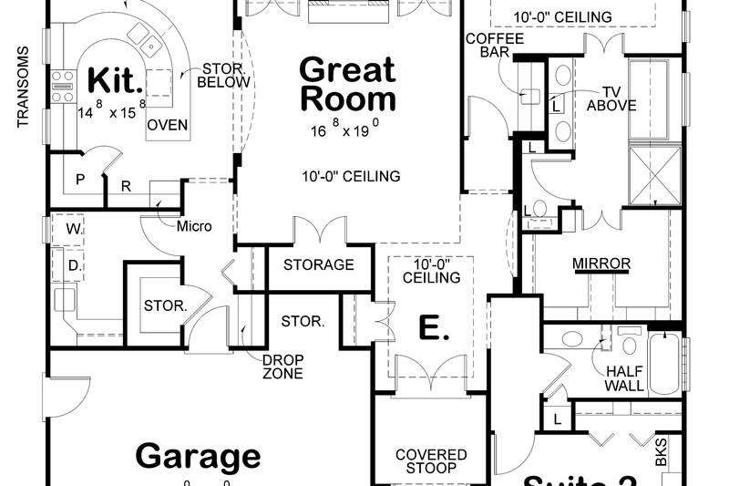 Home Plan - Exterior - Front Elevation 3 for European House Plan #20-2069 - 2 bed, 2 bath