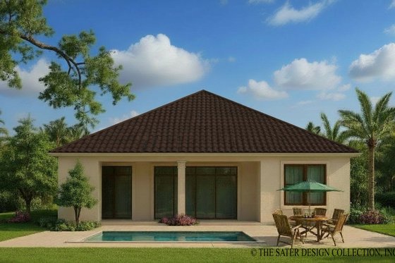 Exterior - Rear Elevation for Mediterranean House Plan #930-382 - 2 bed, 2 bath