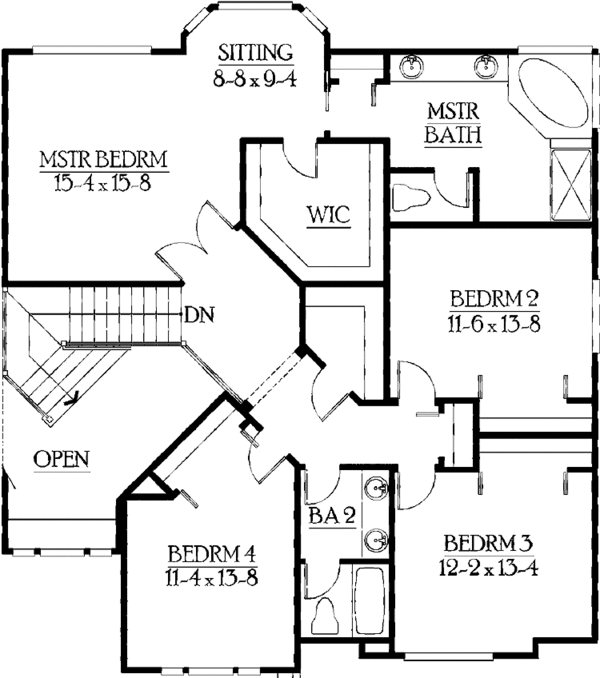Craftsman Floor Plan - Upper Floor Plan #132-390