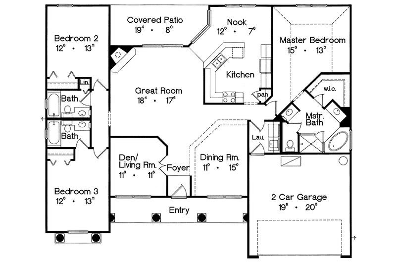 Home Plan - Floor Plan - Main Floor for Mediterranean House Plan #417-559 - 3 bed, 3 bath