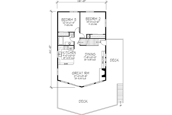 Floor Plan - Main Floor for Cottage House Plan #320-413 - 3 bed, 2 bath
