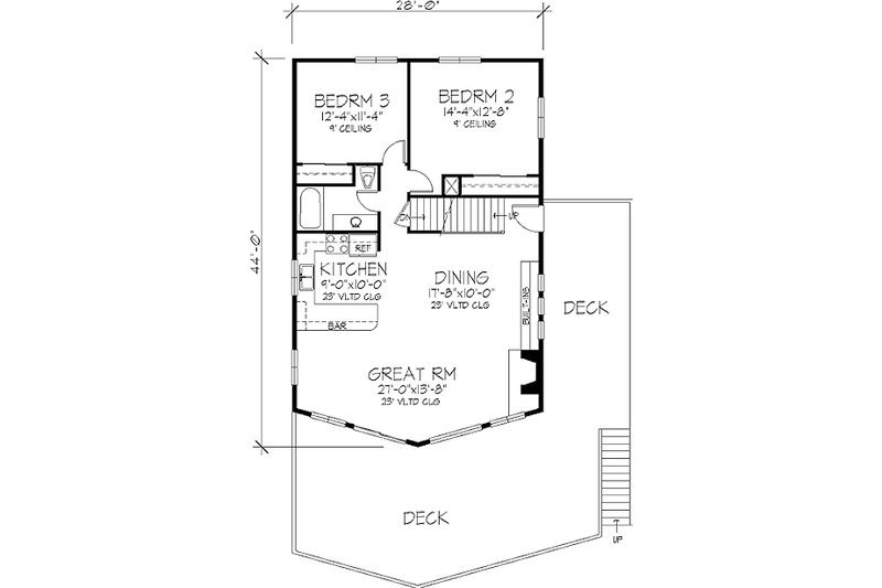 Home Plan - Floor Plan - Main Floor for Cottage House Plan #320-413 - 3 bed, 2 bath