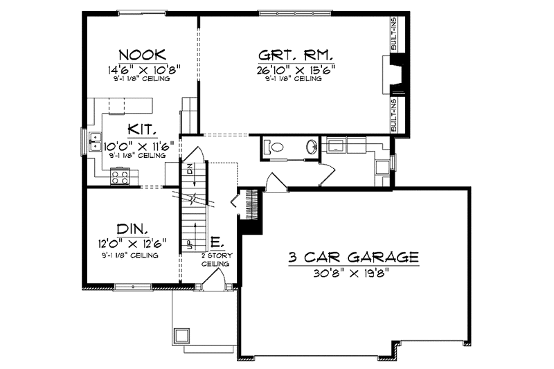 Architectural House Design - Floor Plan - Main Floor for Traditional House Plan #70-1377 - 4 bed, 2.5 bath
