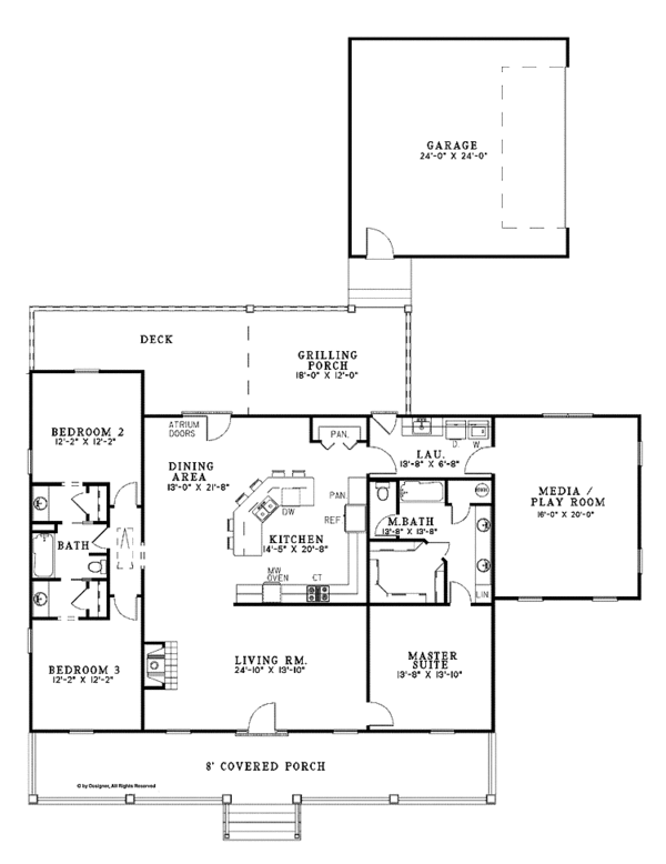 House Plan Design - Country Floor Plan - Main Floor Plan #17-3363
