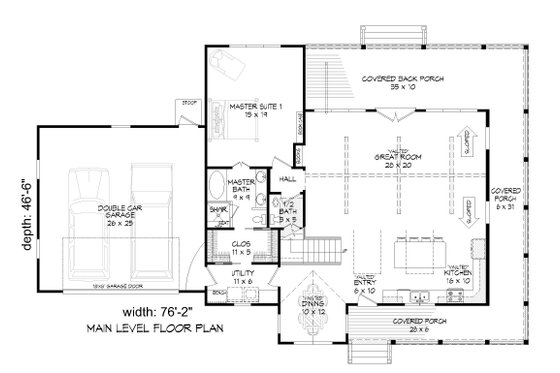 Floor Plan - Main Floor for Traditional House Plan #932-508 - 3 bed, 2.5 bath