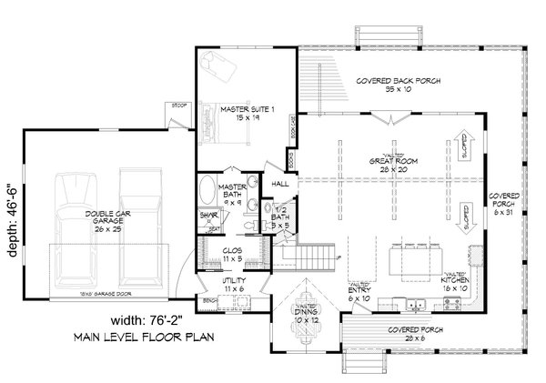 House Blueprint - Traditional Floor Plan - Main Floor Plan #932-508