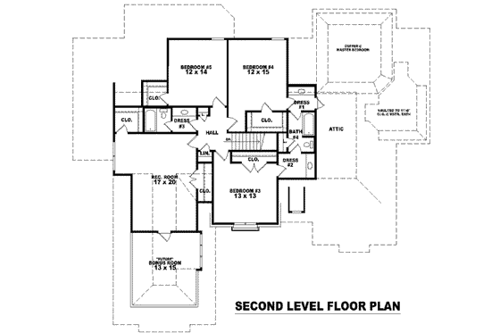 Floor Plan - Upper Floor for European House Plan #81-1292 - 5 bed, 4 bath