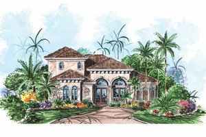 House Design - Exterior - Front Elevation for Mediterranean House Plan #1017-147 - 3 bed, 2.5 bath
