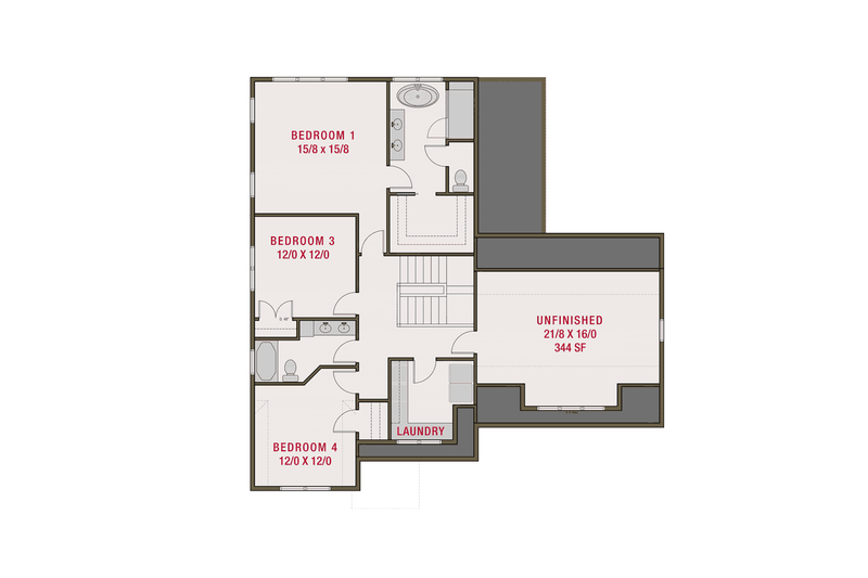 House Plan Design - Floor Plan - Upper Floor for Tudor House Plan #461-97 - 4 bed, 3 bath