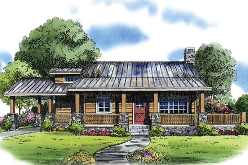 Architectural House Design - Exterior - Front Elevation 4 for Cabin House Plan #942-22 - 2 bed, 1 bath